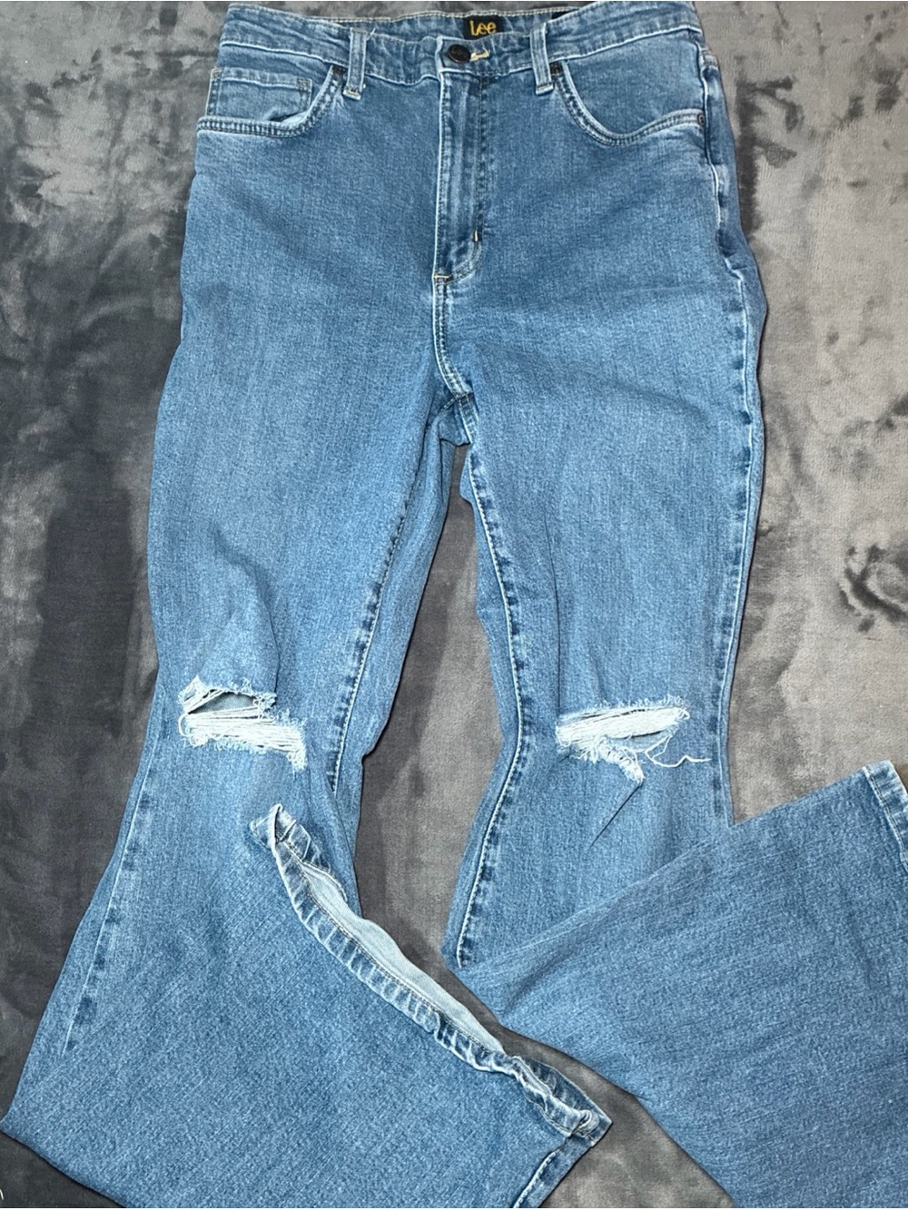 Lee Women’s Light Blue Distressed Flare Jeans